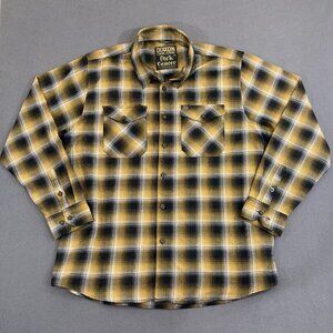DIXXON The Fxck Cancer Flannel Men's 2X Gold Plaid Button Shirt 2XL